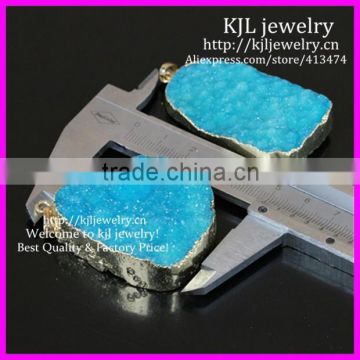 KJL-BD5400 Wholesale Nature BLUE quartz druzy pendant,drusy agate pendant gold plated druzy gemstone pendant