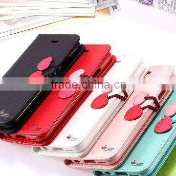 Cherry Magnetic Wallet Case Cover Flip Stand Leather Card Slot For iphone6 6s 6 plus