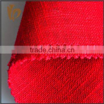 New Products Wholesale Dark Red Recycled Heavy Linen Cotton Fabric for Coat photo-2