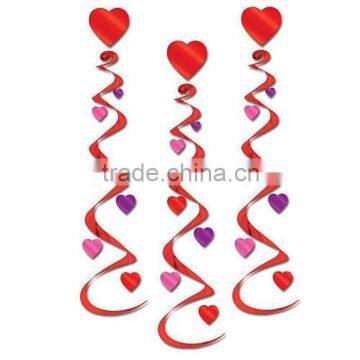 Valentines Day Red & Pink Swirl Hearts Hanging Decorations for Party photo-6