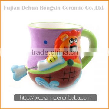 3D ceramic cartoon animal lion creative mug designs