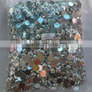 new silvery color ABS plastic half cut pearl beads for decoration