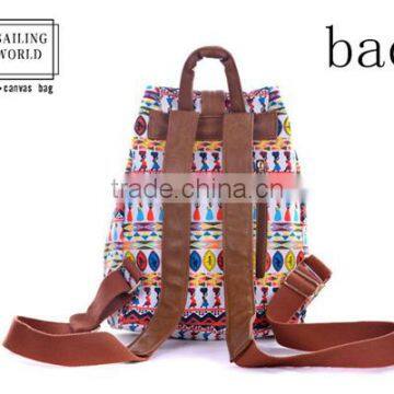 100% Factory Whole Sale Floral Fancy Ladies Canvas Backpack photo-2
