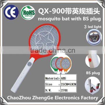 QX900-1mosquito killer mosquito swatter fly killer mosquito racket with BS plug