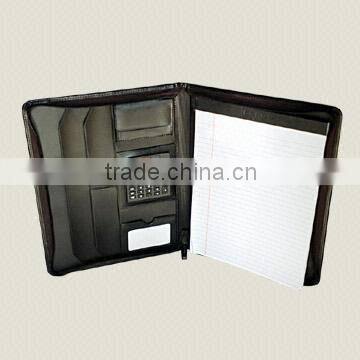 Protfolio with Eight Digit Calculator, Card Pocket and Zipper Closure