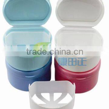 plastic denture boxes/retainer boxes/teeth storage boxes with soak net/basket