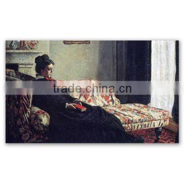 Meditation Madame Monet Sitting on a Sofa handmade art replica monet oil painting