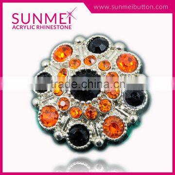 Orange and Black Rhinestone Flower Embellishments Buttons