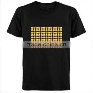 el sound t-shirt el light up and down t shirt with 4pcs AAA battery inverter