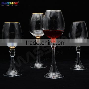 Manufacturer Wholesale Cheap Elegant Unusual Handmade Red Wine Glass With Gold Sliver Rim With Horn Shape Bottom photo-4