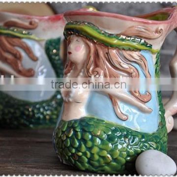 2015 new arrival ceramic mermaid mug mermaid shape