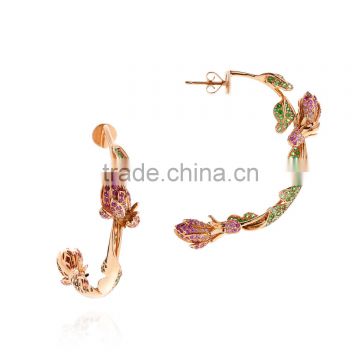 2014 hot sale flower fashion earrings gold earrings