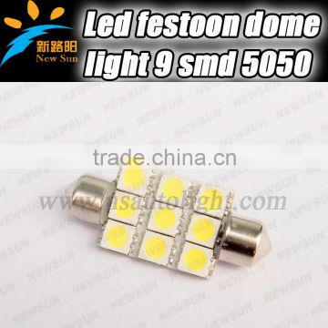 China manufacturer 39mm 9SMD 5050 led festoon dome light 180lm high lumen ultra bright 1.7W car interior lamps