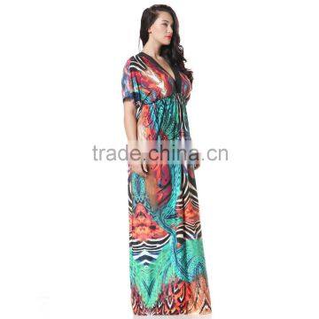 Hot Long Beach Skirt Fat Bat Sleeve L Ice Soft Silk Dress photo-2
