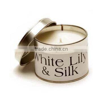 romantic scented tin candles for home decoration
