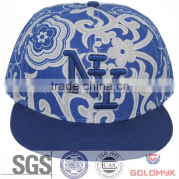 Jacquard pattern mesh fabric snapback cap