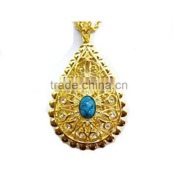 gold turkish jewelry natural stone necklace turkish pendant