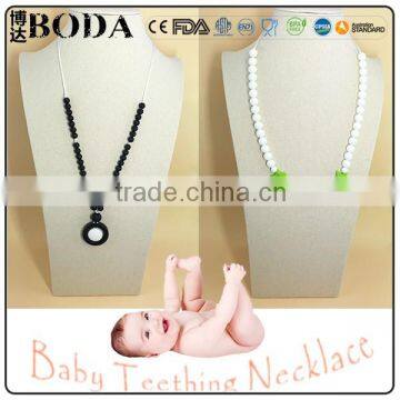 full-beaded wooden teething beads silicone necklace