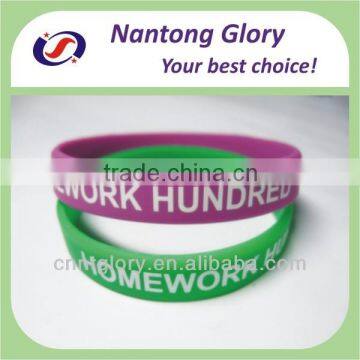 Hot sell Purple Silicone Wristband with customized print logo