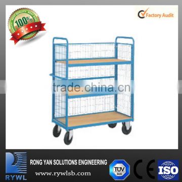 cart with 3 wooden shelves for factory and garage