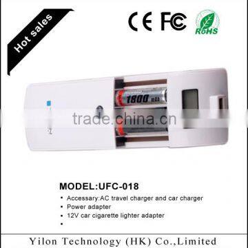 newest with car charger&ac adapter 18650 Lithium-Ion Battery charger with LCD monitor