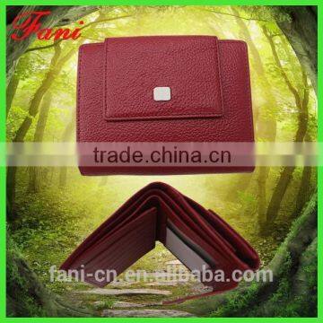 Fashion mini genuine cowhide leather wallets with zip coin pocket and snap design