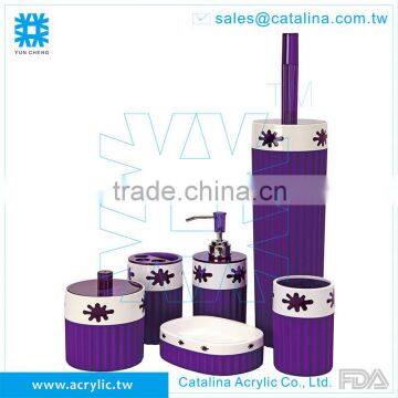 Purple Bathroom Set Tumbler Lotion Dispenser Cotton Jar Soap Dish Toilet Accessory