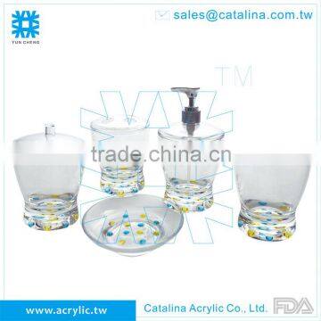 3D Bubble Pattern Acrylic Tumbler Lotion Dispenser Cotton Jar Soap Dish Bathroom Accessory