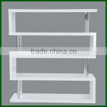 Modern MDF High Gloss White Bookshelf