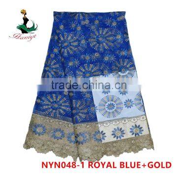 2016 Haniye African Latest Embroidery French Lace Fabric Nigeria French Net Lace Fabric for Dresses/NYN48 photo-4