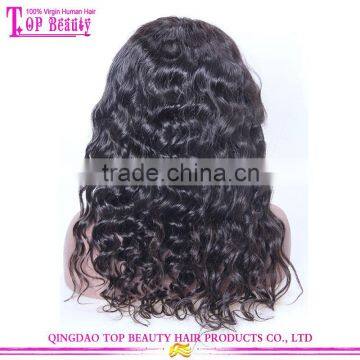 Top 6a Quality 1b# Virgin Brazilian Hair Natural Wave Glueless Cap Lace Front Wig With Combs photo-6