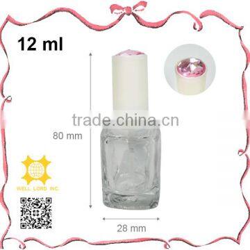 Sparkling jewel on cap cosmetic container gel nail polish bottle