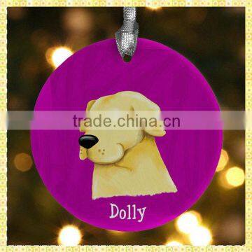 Customized Printing Round Glass Pet Christmas Ornaments For 2014 Christmas Gifts