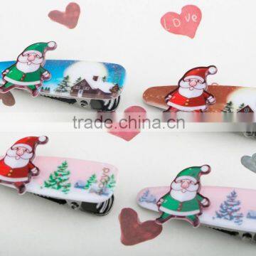 Beautiful hair accessory for kids hot sale alligator clip lovely santa claus hair clip