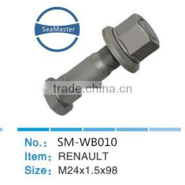 High strenth alloy wheel bolt with nut M24*1.5*98 for trucks and autos