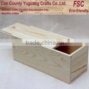 25x10x10cm pine wooden wine box with sliding lid