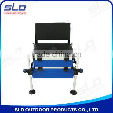 fishing tackle aluminum seat boxes with D25 adjustor leg with Back rest