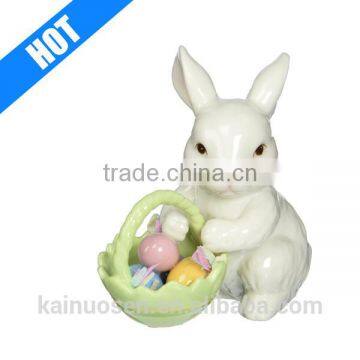 bunny with Easter basket figurine