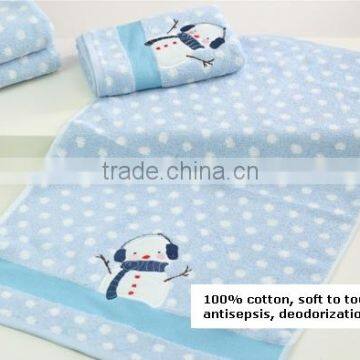 High Quality Cotton Towel Bath Set With Snowman Pattern photo-3