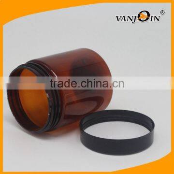 8oz PET Amber Round Plastic Cream Jar With Black Screw Cap
