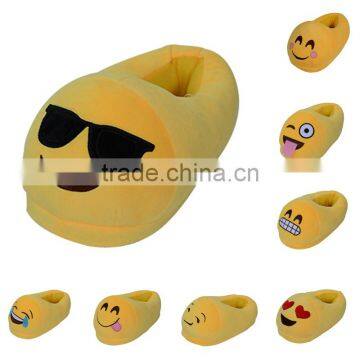 Indoor Embroiderey Plush Cotton Fabric Sunglasses Emoji Slipper photo-4