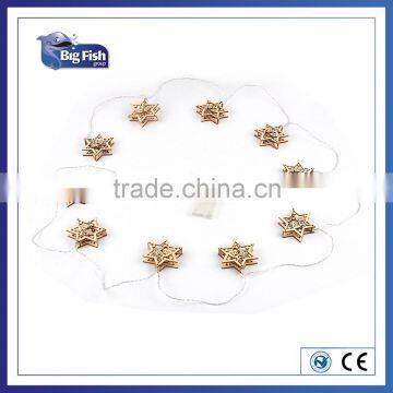 Warm white Battery Operated wooden LED string Lights