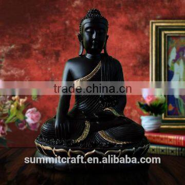Matt black Sakyamuni resin statue of the buddha