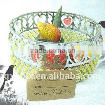Round Wire Decorative With Mix Pearl Storage Candy Display Gift Basket