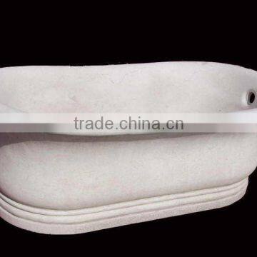 Half Hand Carved Free Standing Marble Stone Bathtub photo-3