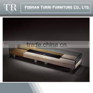 Luxury Travertine Marble&glass tv Cabinet With Wheel