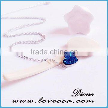 Best S925 Sterling Silver Druzy Cabochons Necklace Heart 8mm Natural Drusy Agate Stone Pendants photo-2