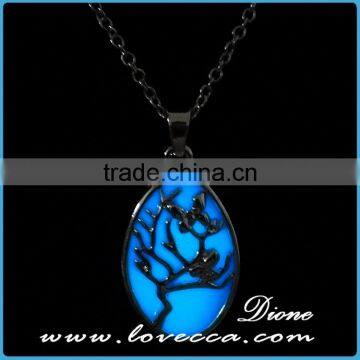 Luminous Necklace Magical Aqua Blue Tree Round Glow In Dark photo-3
