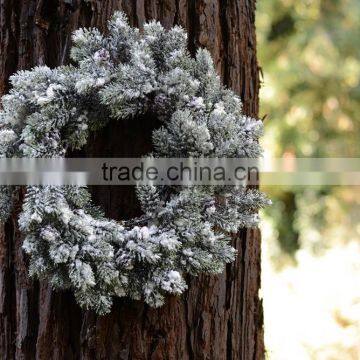 artificial pine wreath flocked