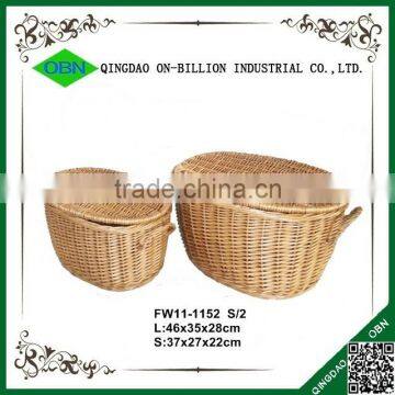 Natural Oval Handmade Storage Wicker Box With Lid photo-2
